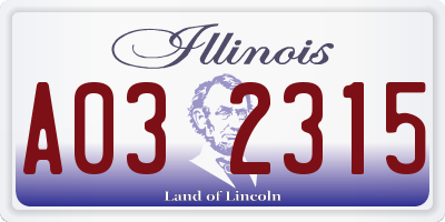 IL license plate A032315
