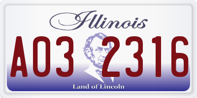 IL license plate A032316