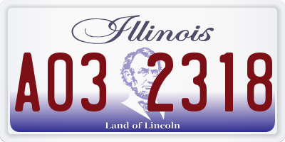 IL license plate A032318