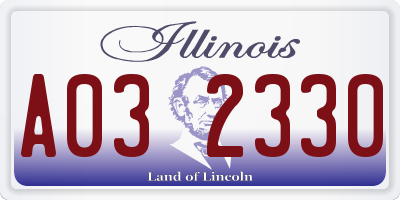 IL license plate A032330