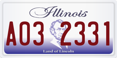 IL license plate A032331