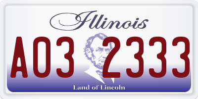 IL license plate A032333