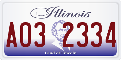 IL license plate A032334
