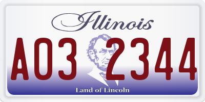 IL license plate A032344