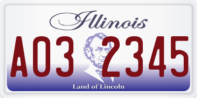 IL license plate A032345