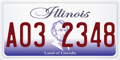 IL license plate A032348