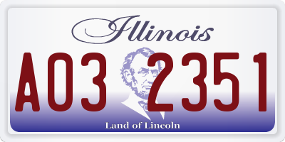 IL license plate A032351