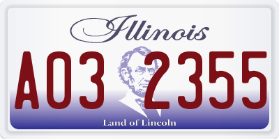 IL license plate A032355