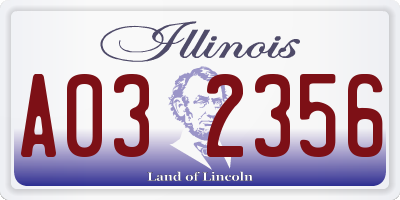 IL license plate A032356