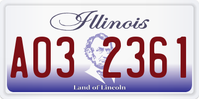IL license plate A032361
