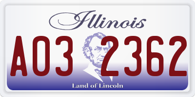 IL license plate A032362