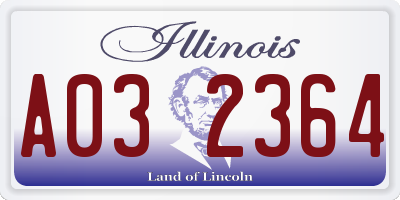 IL license plate A032364