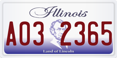 IL license plate A032365