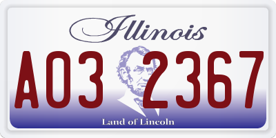 IL license plate A032367