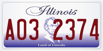 IL license plate A032374