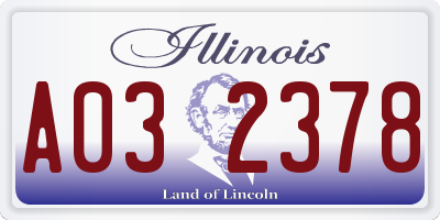 IL license plate A032378