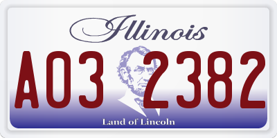 IL license plate A032382