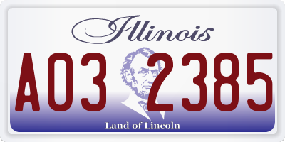 IL license plate A032385
