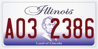 IL license plate A032386
