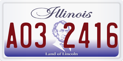IL license plate A032416