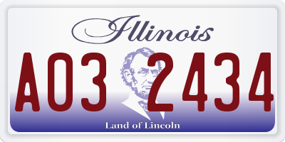 IL license plate A032434