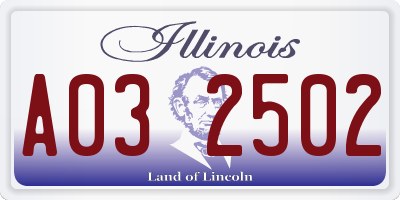 IL license plate A032502