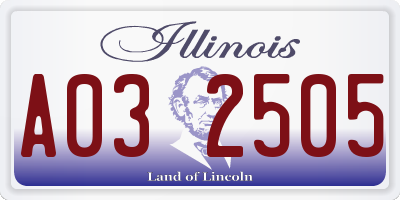 IL license plate A032505