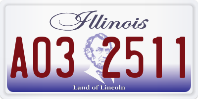 IL license plate A032511