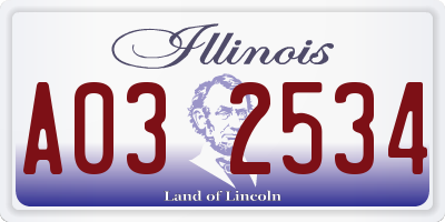 IL license plate A032534