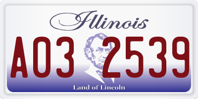 IL license plate A032539