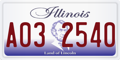 IL license plate A032540