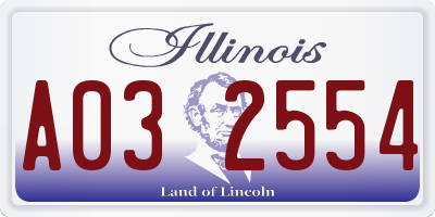 IL license plate A032554