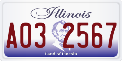 IL license plate A032567