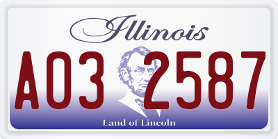 IL license plate A032587