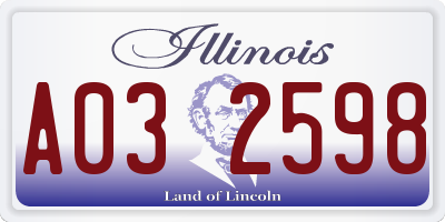 IL license plate A032598