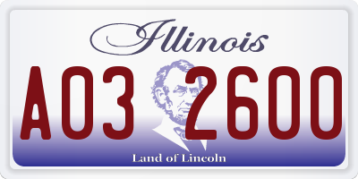IL license plate A032600
