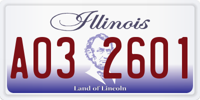 IL license plate A032601
