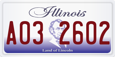 IL license plate A032602