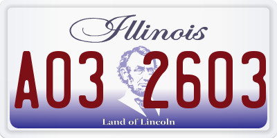 IL license plate A032603