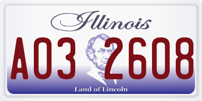 IL license plate A032608