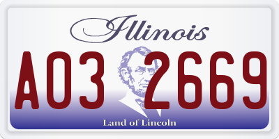IL license plate A032669