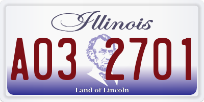 IL license plate A032701