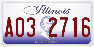 IL license plate A032716