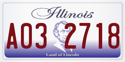 IL license plate A032718