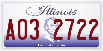 IL license plate A032722