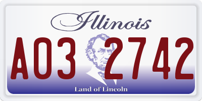 IL license plate A032742