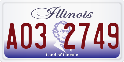 IL license plate A032749
