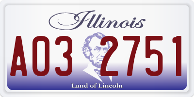 IL license plate A032751