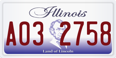 IL license plate A032758