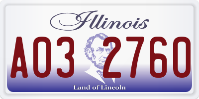 IL license plate A032760